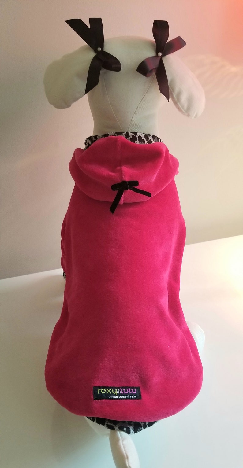 Pink Hoodie Pink Dog Hoodie Pink Sweater Dog Sweater Leopard Sweater Pink Pet Clothes Velvet Hoodie RLH87 image 4