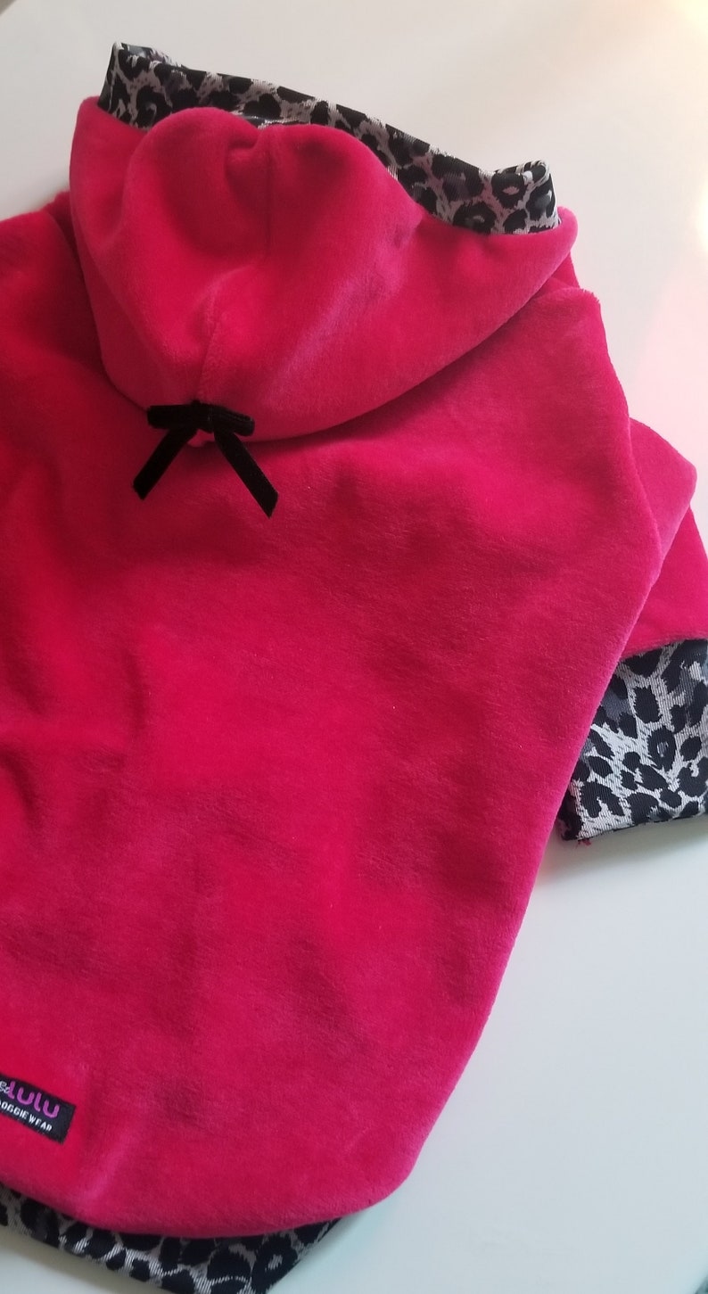 Pink Hoodie Pink Dog Hoodie Pink Sweater Dog Sweater Leopard Sweater Pink Pet Clothes Velvet Hoodie RLH87 zdjęcie 6