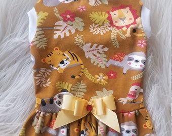 Jungle Animals Dog Dress | Tank Dress | Animal Printed Dress | Dog Dress | Spring Dog Dresses | Spring Clothes | Summer Dog Dresses - RLD64