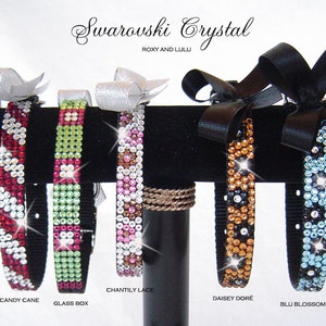 Swarovski Crystal Dog Collar: Posh Handmade Nylon Collar, Available in sizes 10"-22".