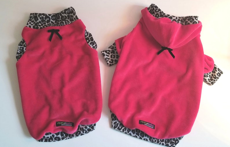 Pink Hoodie Pink Dog Hoodie Pink Sweater Dog Sweater Leopard Sweater Pink Pet Clothes Velvet Hoodie RLH87 zdjęcie 8