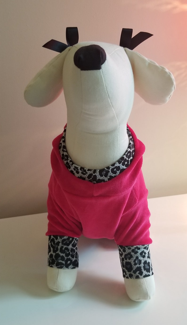 Pink Hoodie Pink Dog Hoodie Pink Sweater Dog Sweater Leopard Sweater Pink Pet Clothes Velvet Hoodie RLH87 image 5