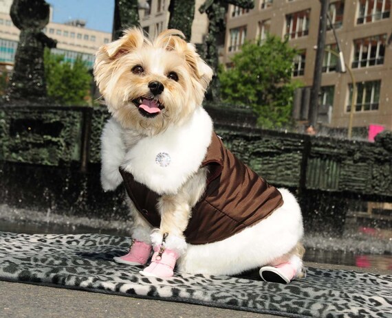 Faux fur dog jacket deals