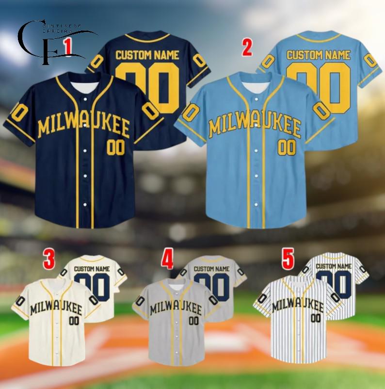 Discover Customized Milwaukee Baseball Jersey, Personalized Name and Number Jersey, Milwaukee Fans Game Day Baseball Shirt