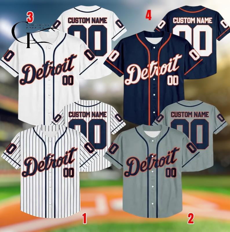 Discover Customized Detroit Baseball Jersey, Personalized Name and Number Jersey, Detroit Fans Game Day Baseball Shirt