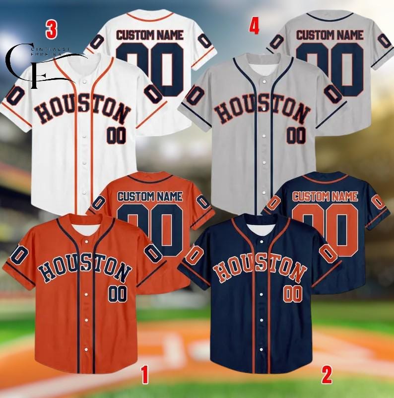 Discover Customized Houston Baseball Jersey, Personalized Name and Number Jersey, Houston Fans Game Day Baseball Shirt
