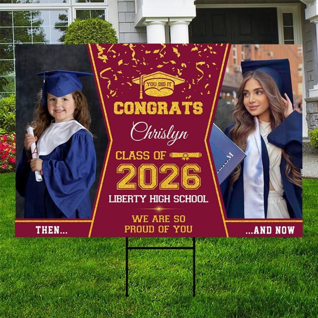 Custom Graduation Yard Sign With Photo, Personalized Senior 2026 Lawn ...