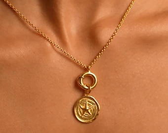 Moroccan Coin Star Pendant Necklace: 14k Gold Plated Jewelry - Etsy
