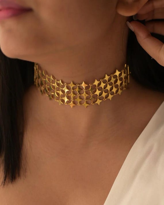 Star Drizzle Choker Necklace, Multi Star Statement Chokers, Handcrafted Jewelry for Elegant Nights