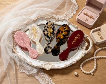 Personalized Mini Hair Brush, Custom Bridesmaid Proposal Gift for Her
