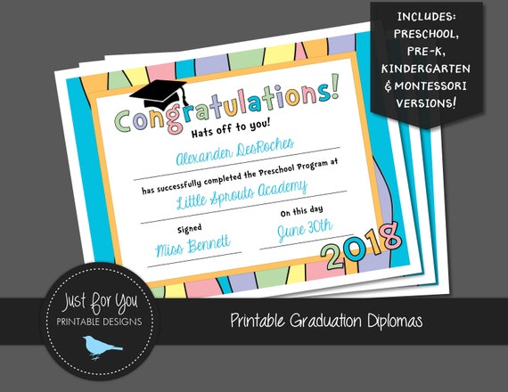 pastel rainbow graduation certificate diploma 2018 etsy