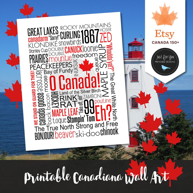 Canadiana Wall Art O Canada All Things Canadian Made in Etsy