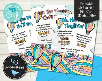 DIY Graduation Invitation - Pastel Rainbow - High School, Middle School, Kindergarten, Preschool, etc - Same Day Design & Download via Corjl