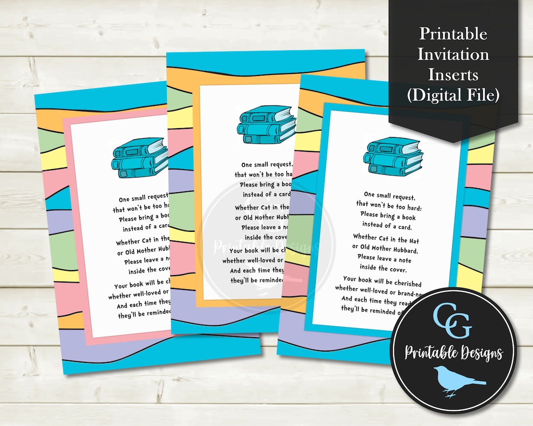 Printable Pastel Rainbow - Please Bring a Book Instead of a Card Baby ...