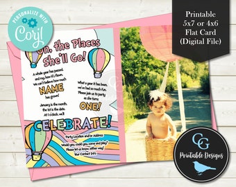 DIY 1st Birthday Invitation - Pastel Rainbow - Boy, Girl and Twins Options - Same Day Design & Download via Corjl