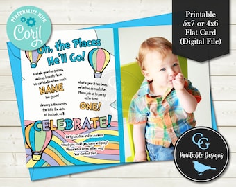 DIY 1st Birthday Invitation - Pastel Rainbow - Boy, Girl and Twins Options - Same Day Design & Download via Corjl