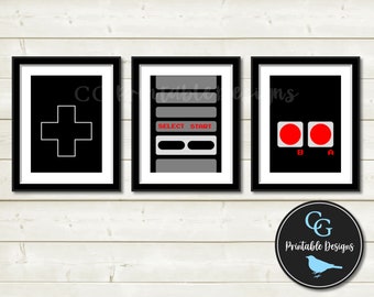 Video Game Controller Wall Art Printables - Set of 3 - YOU PRINT - Geekery, Nerd Decor, Gaming, Vintage, Classic, Old School Video Games