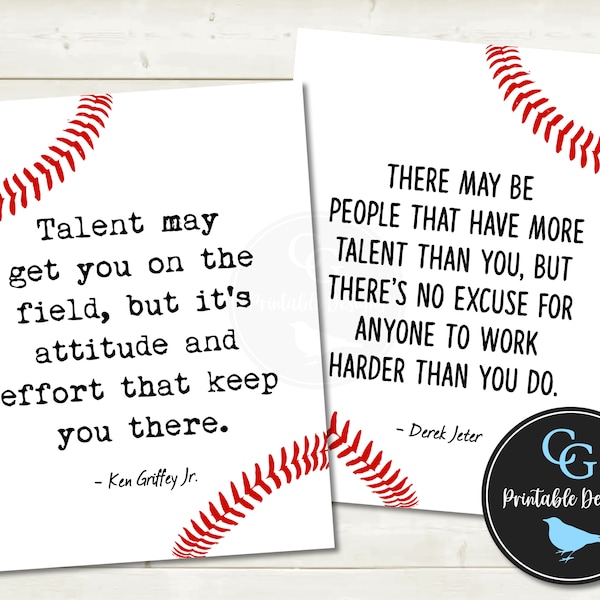 Baseball Decor - Inspirational Quotes - Ken Griffey Jr. and Derek Jeter - Printable Sports Wall Art - 16x20 (8x10) - YOU PRINT