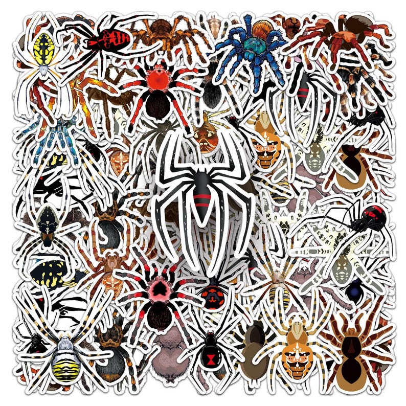 50pcs Spider Stickers Pack Realistic Insect Vinyl Decals Creepy Cool ...