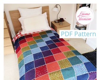Crochet and Knitting PATTERN - Cosy Croknit  Blanket by Emma Varnam - PDF