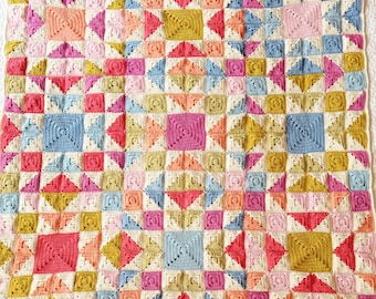 Crochet Blanket Pattern: Tutti Frutti Granny Square Quilt (PDF Download)