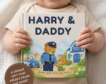 Livre d'histoires personnalisé pour papa policier, cadeau pour père, fils et fille, cadeau pour papa policier offert par les enfants.