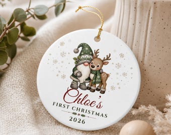 Premier Noël de bébé - Décoration de Noël Gnome - Cadeau souvenir de Noël personnalisé avec le prénom de bébé