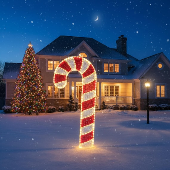 Beleuchtete Zuckerstangen-Rasendekoration, Outdoor Ornament - DIY Plan