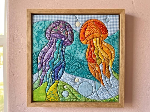 Kinusaiga Pattern Jellyfish PDF | No Sew Fabric Art Template | Ocean Themed Craft | Printable PDF Sea Life Craft Pattern
