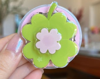 Green Flower Phone Grip | Pastel Resin Phone Holder | Kawaii Accessory