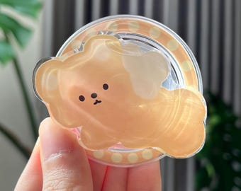 Cute Bear MagSafe Phone Grip | Soft Chubby Bear Phone Holder | Clear Acrylic Magnetic Phone Stand | Cozy Aesthetic Gift