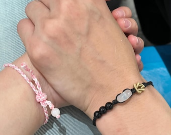Traditional Chinese Knot Bracelet, Ping An Kou Jade-Style Charm String, Lucky Ruyi Knot Handwoven Rope, Zen Spiritual Jewelry for Protection