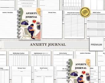 Diario de ansiedad, Cuaderno de ejercicios de salud mental, Autocuidado, Atención plena (Descarga digital)