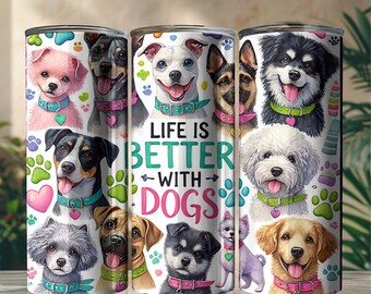 犬好きのためのステンレススチールタンブラー、ペットオーナー向けトラベルマグ（デジタルダウンロード）