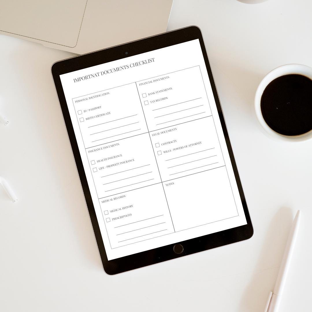 Important Documents Checklist Printable | Document Organizer | Home ...