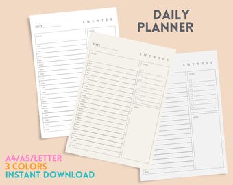 Daily Planner Printable | Minimal Daily Planner | To Do List & Notes | A4 A5 US Letter | Instant Download