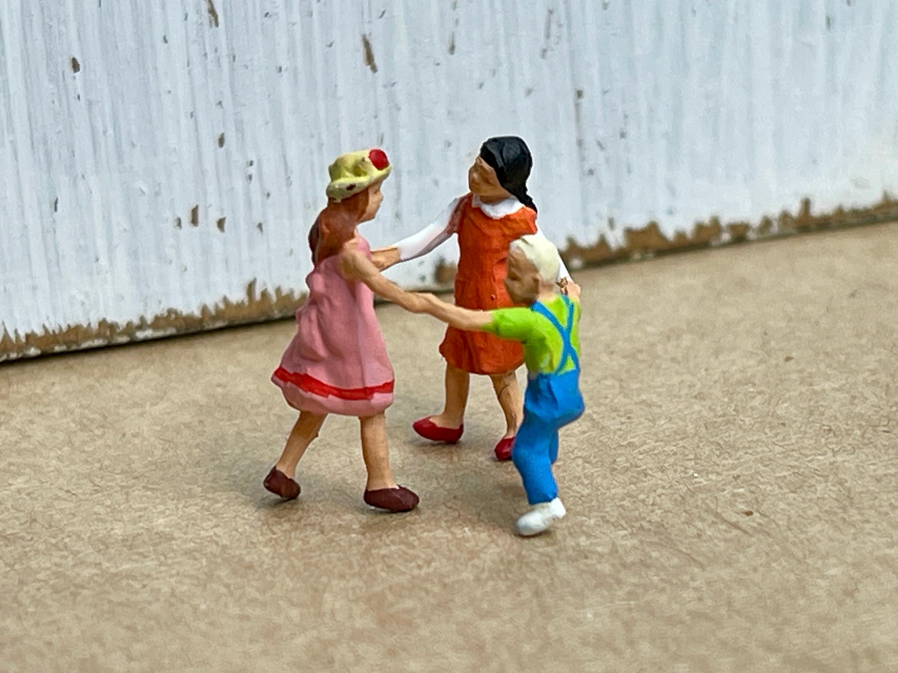 Tiny Miniature Children Playing Figures