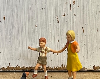 Tiny Miniature Children with Dog
