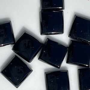 Vintage Black Square Glass Cabochons 30pcs