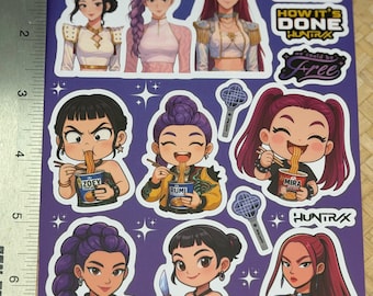 Kpop Girls , Rumi,Mira,Zoey – Waterproof Vinyl PVC Sticker Sheets (5.2” W × 7.5” H)