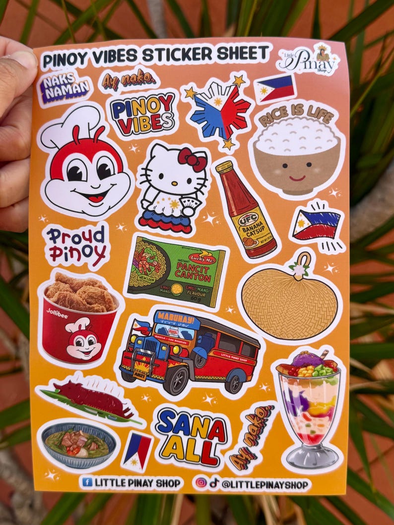 Pinoy Vibes Waterproof Vinyl PVC Sticker Sheet 5.2” X 7.5” Featuring ...