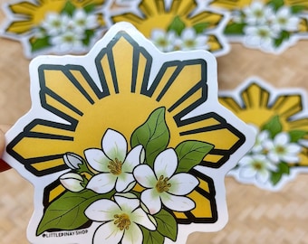 Filipino Sun Sampaguita Sticker | Waterproof Vinyl Decal