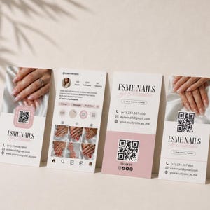 Nail Tech Instagram-visitekaartje Nail Tech QR-code visitekaartjesjabloon Nagelsalon-visitekaartje Nagelkunstenaar Marketing en branding