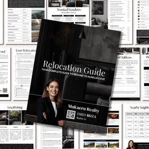 Real Estate Relocation Guide Realtors Luxury Local Guide Community & Neighborhood Ebook Moving Guide Client Closing Gift Home Buyer Guide