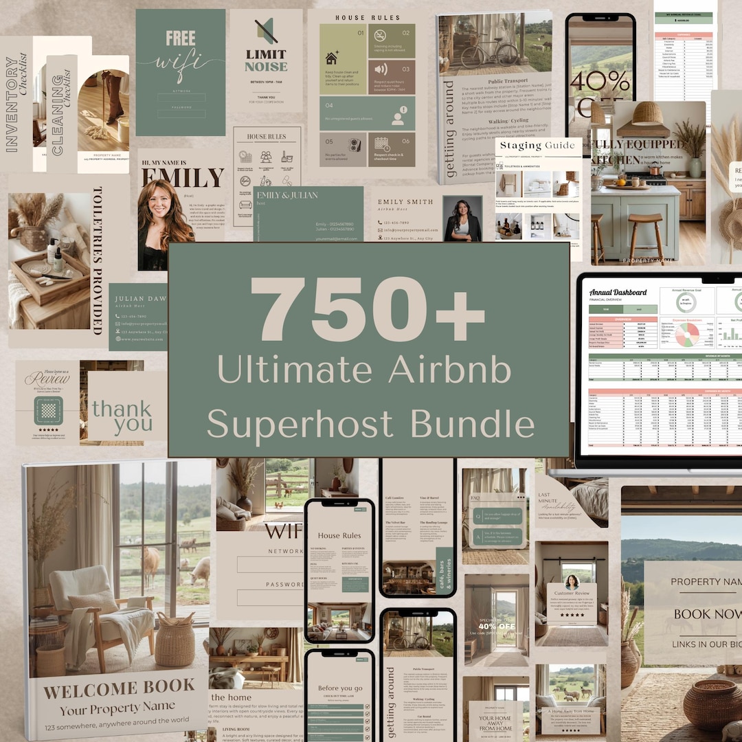 Airbnb Host Bundle Cabin Airbnb Templates Airbnb Welcome Guide Digital ...