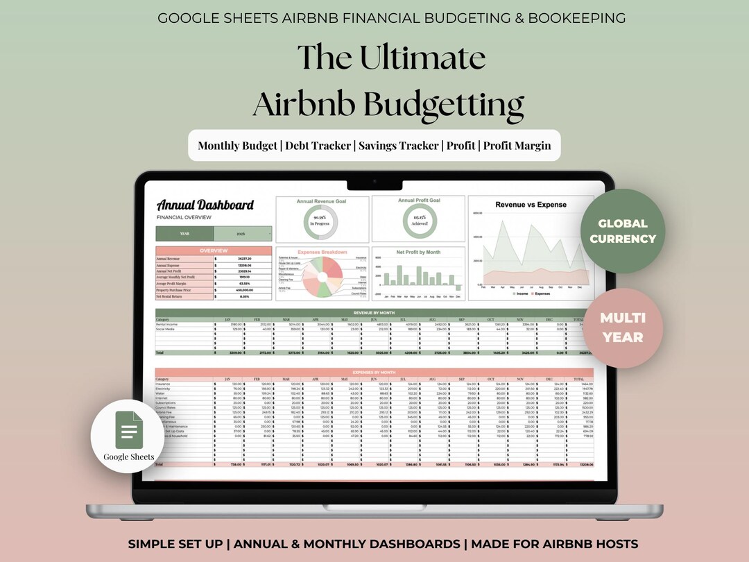 Airbnb Template and Expense Spreadsheet Airbnb Host Budgeting