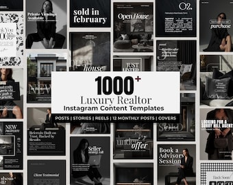 1000+ Real Estate Instagram Templates Luxury Realtor Posts Stories Reels Instagram Social Media Marketing & Branding Agents Canva Templates