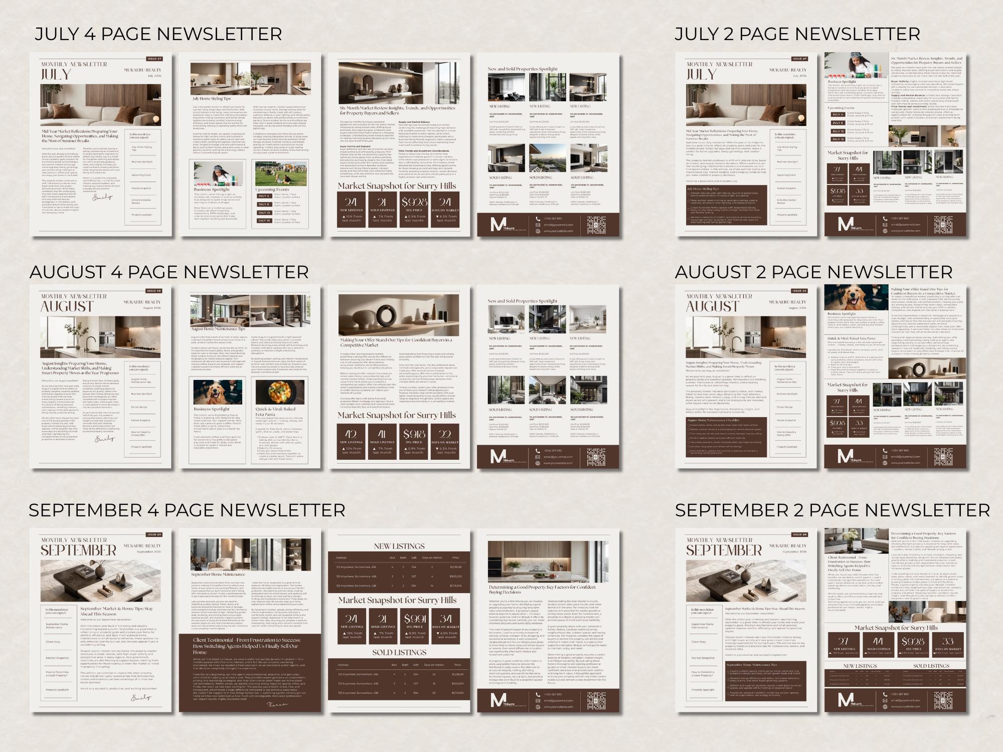 2026 Real Estate Newsletter Template Bundle Editable Canva Email ...