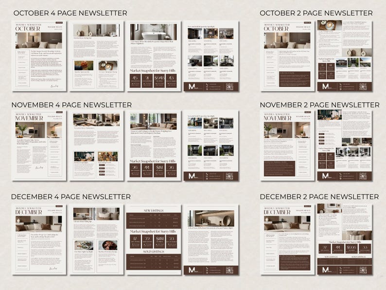 2026 Real Estate Newsletter Template Bundle Editable Canva Email ...