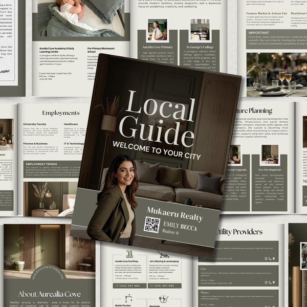 Real Estate Local Guide Realtor Relocation Guide Community & Neighborhood Guide for Real Estate Agents Realtor Marketing Templates Canva